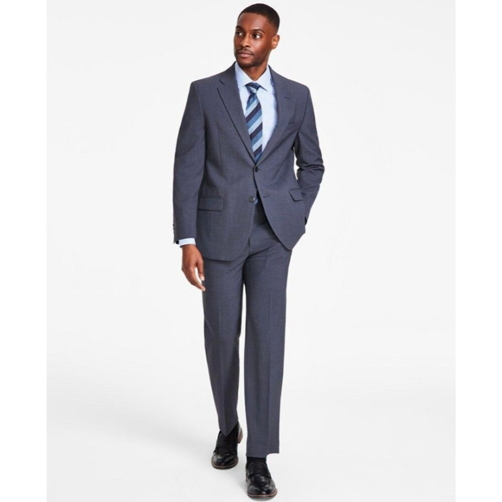 $395 NEW NAUTICA Mens 46R Charcoal Gray Stretch 2 Piece Suit W/Dress Pants 40x32